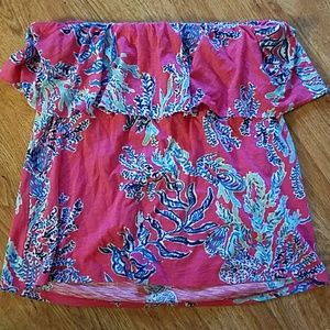 Lilly Pulizer Ruffle Strapless Top
